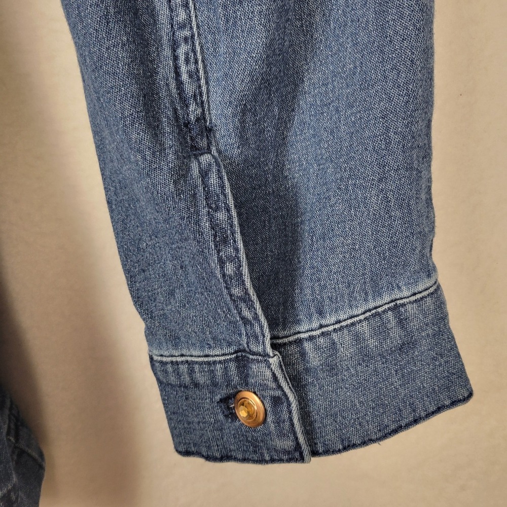 Quacker Factory Lightweight Denim Jacket Women's L Leaf Embroidery Sparkle - Picture 7 of 14
